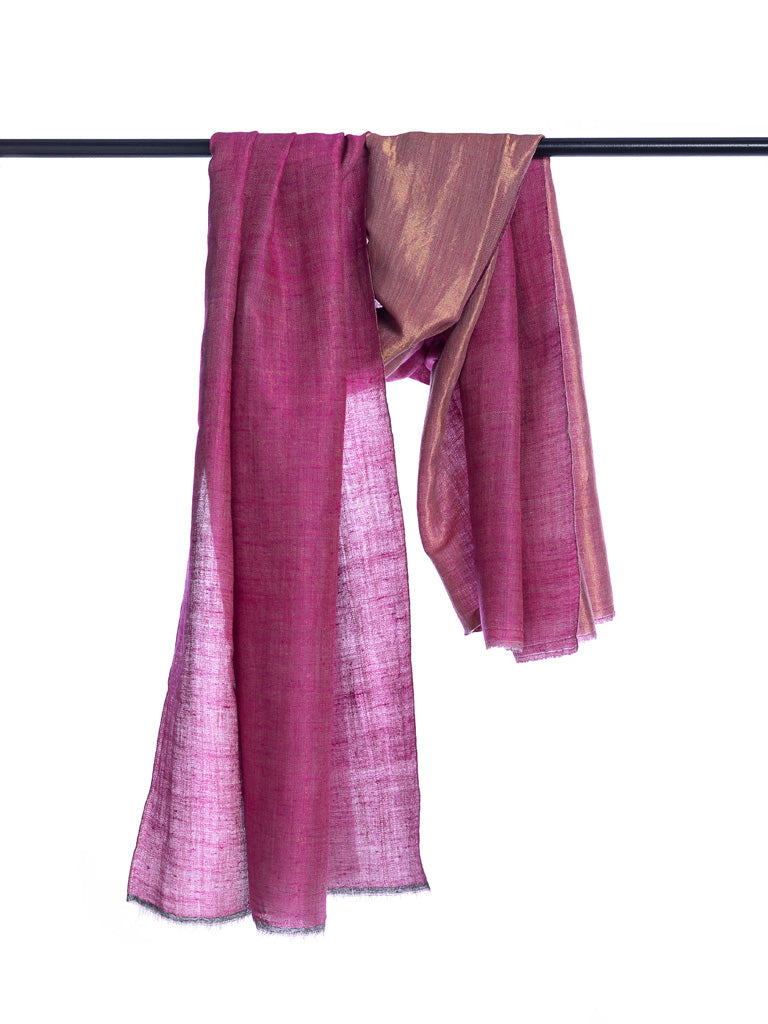 Pink and Gold Pashmina Zari