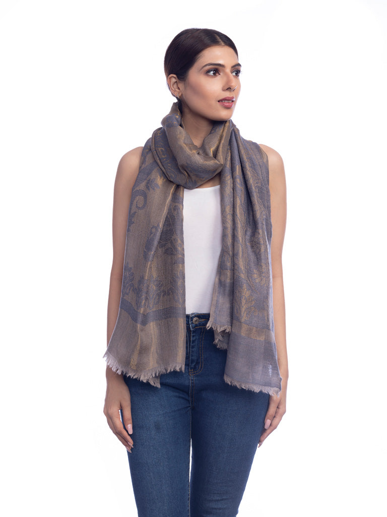 Grey Zari Reversible Cashmere