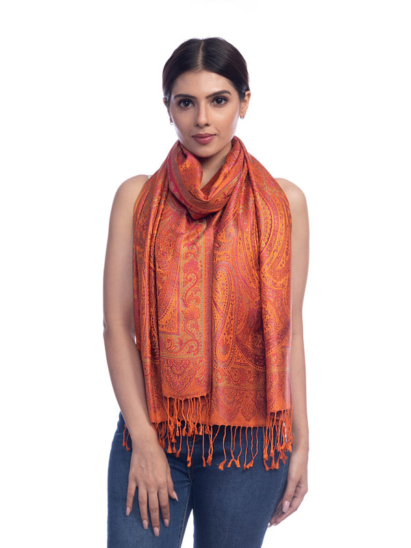 Silk Orange Pink Paisley