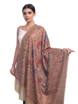 Natural Pashmina with Heavy Needlework