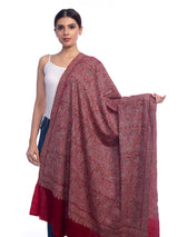 Maroon Pashmina with Heavy Needlework